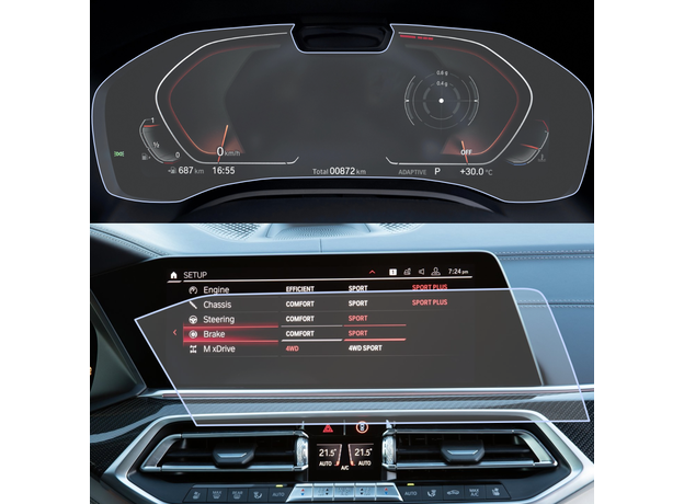 Set Folii Ceasuri si Navigatie BMW X5 G05/G07 2019, Varianta: Cu Drivers Assistance Plus